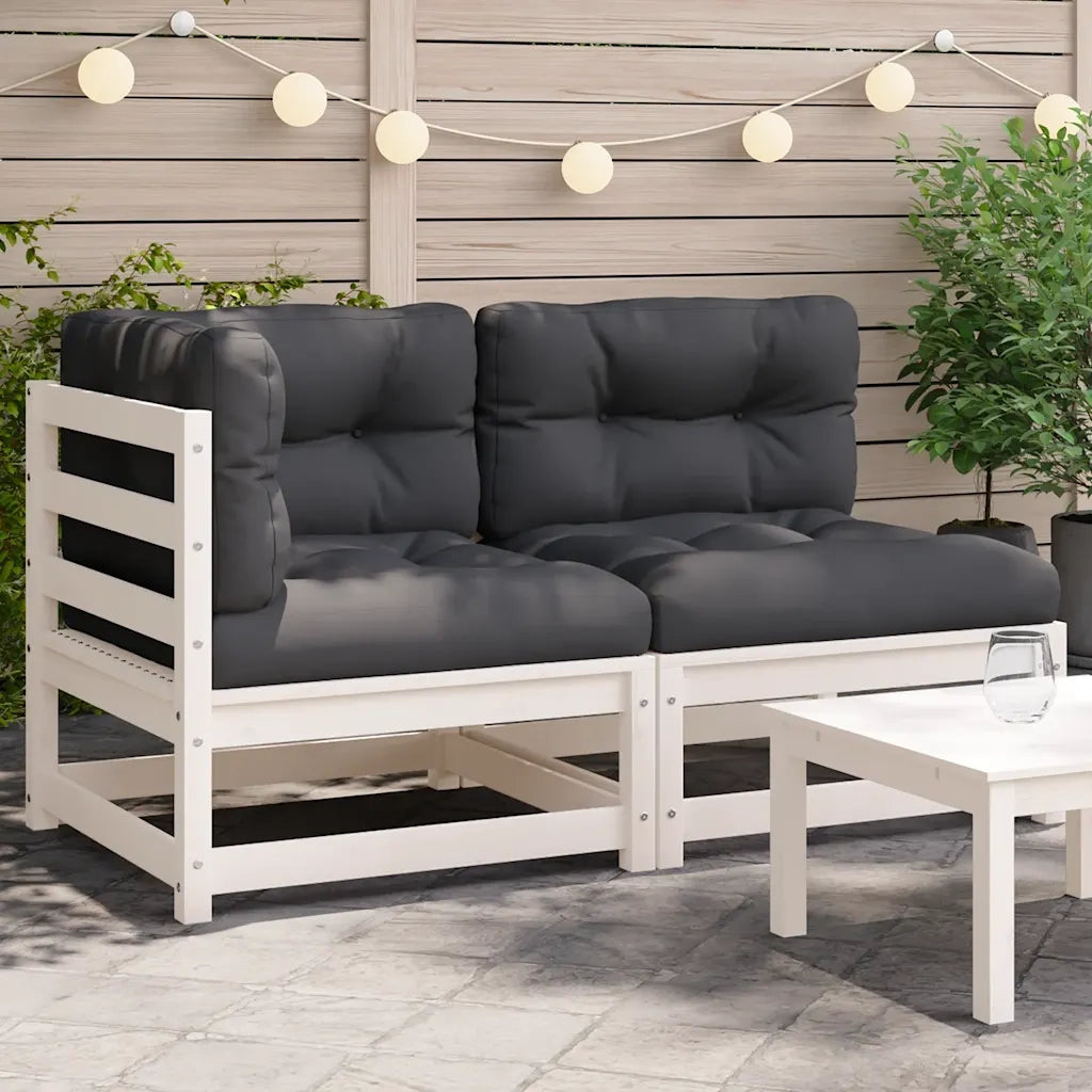 Divano Giardino con Cuscini 2 Posti Bianco Legno Massello Pinocod mxl 110834