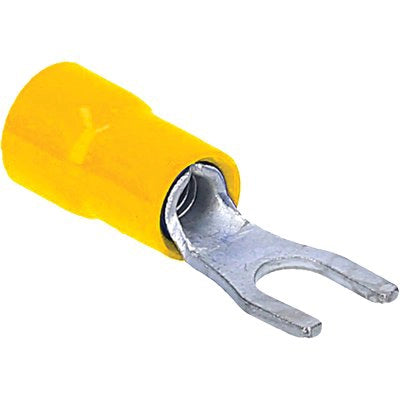 TERMINALE A FORCELLA A STRINGERE - GIALLO X CAVO MMQ 4,0/6,0 FORO MM 6,0  CF=PZ 10- 12 confezioni