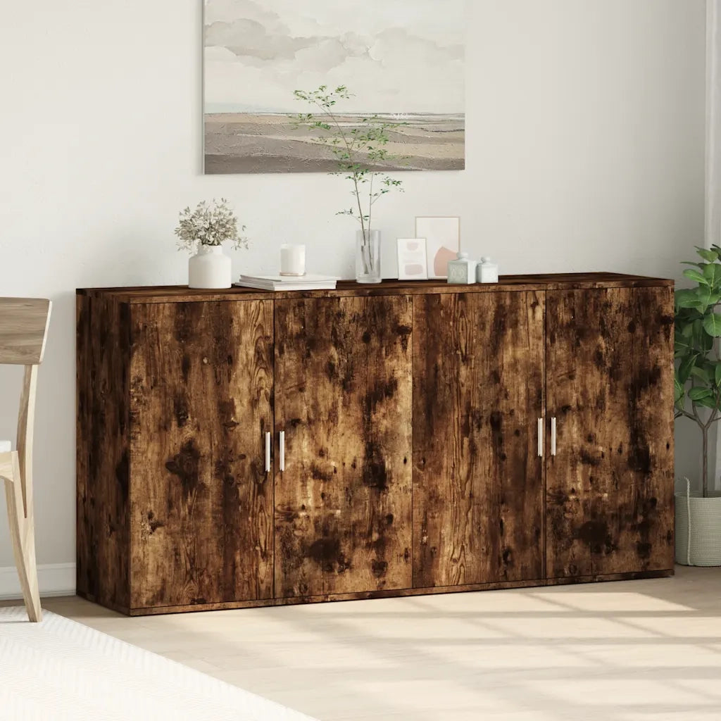 Credenze 2 pz | Madia | Buffet da pranzo | Armadio da pranzo Rovere Fumo 79x38x80 cm in Legno Multistrato