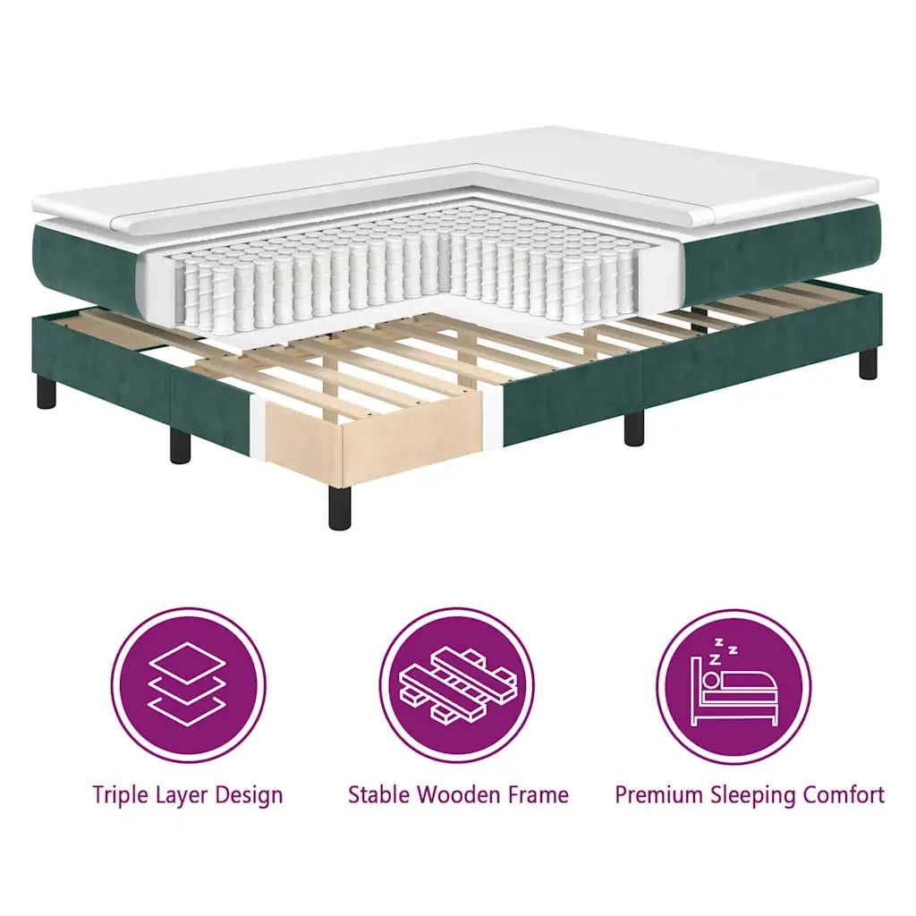 Letto a molle con testiera Verde scuro 90 x 200 cm Velluto 3340427