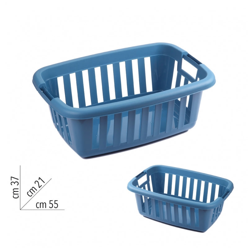 CESTA PORTABIANCHERIA 55X21XH37CM BLU.