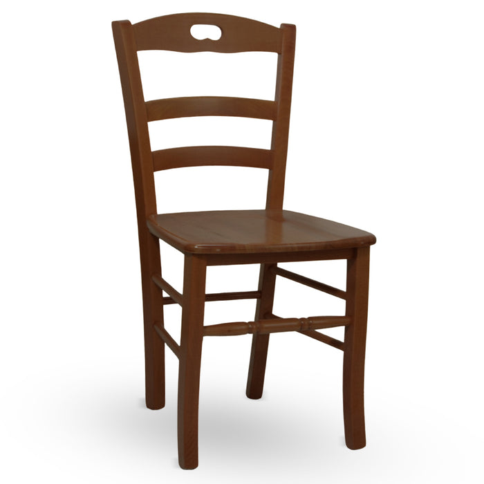 Sedia da sala da pranzo cucina Loris in legno noce scuro con seduta in massello