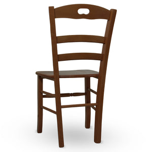 Sedia da sala da pranzo cucina Loris in legno noce scuro con seduta in massello