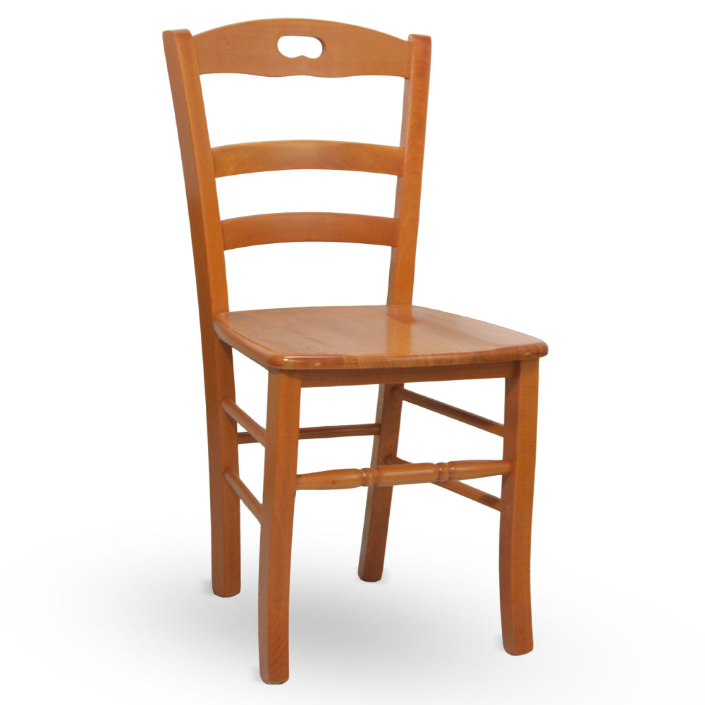 Sedia da sala da pranzo cucina Loris in legno ciliegio con seduta in massello