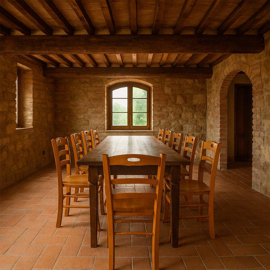 Sedia da sala da pranzo cucina Loris in legno ciliegio con seduta in massello