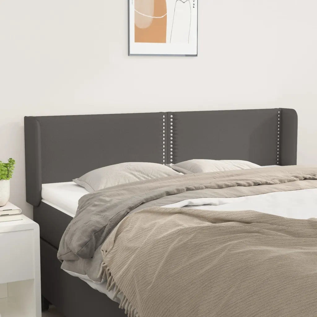 Testiera | Testata ad Orecchio Grigio 147x16x78/88 cm in Similpelle