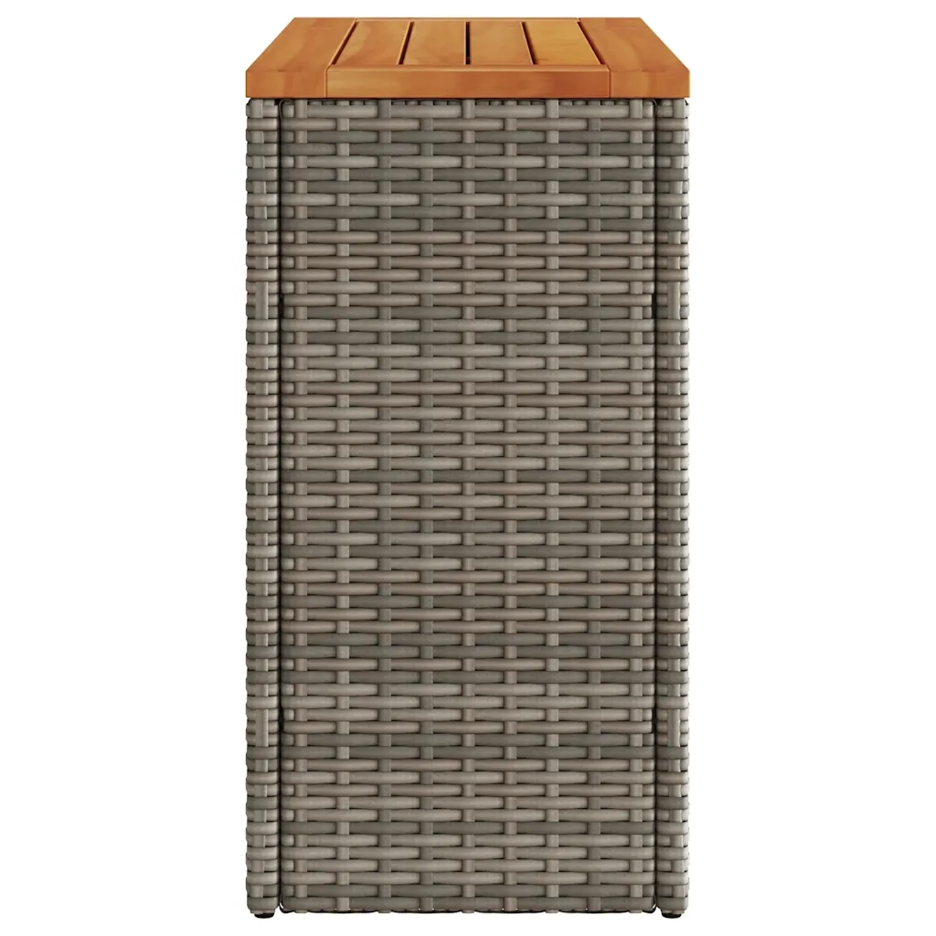 Tavolino Giardino | Tavolino da esterno Piano in Legno Grigio 58x27,5x55cm Polyrattan