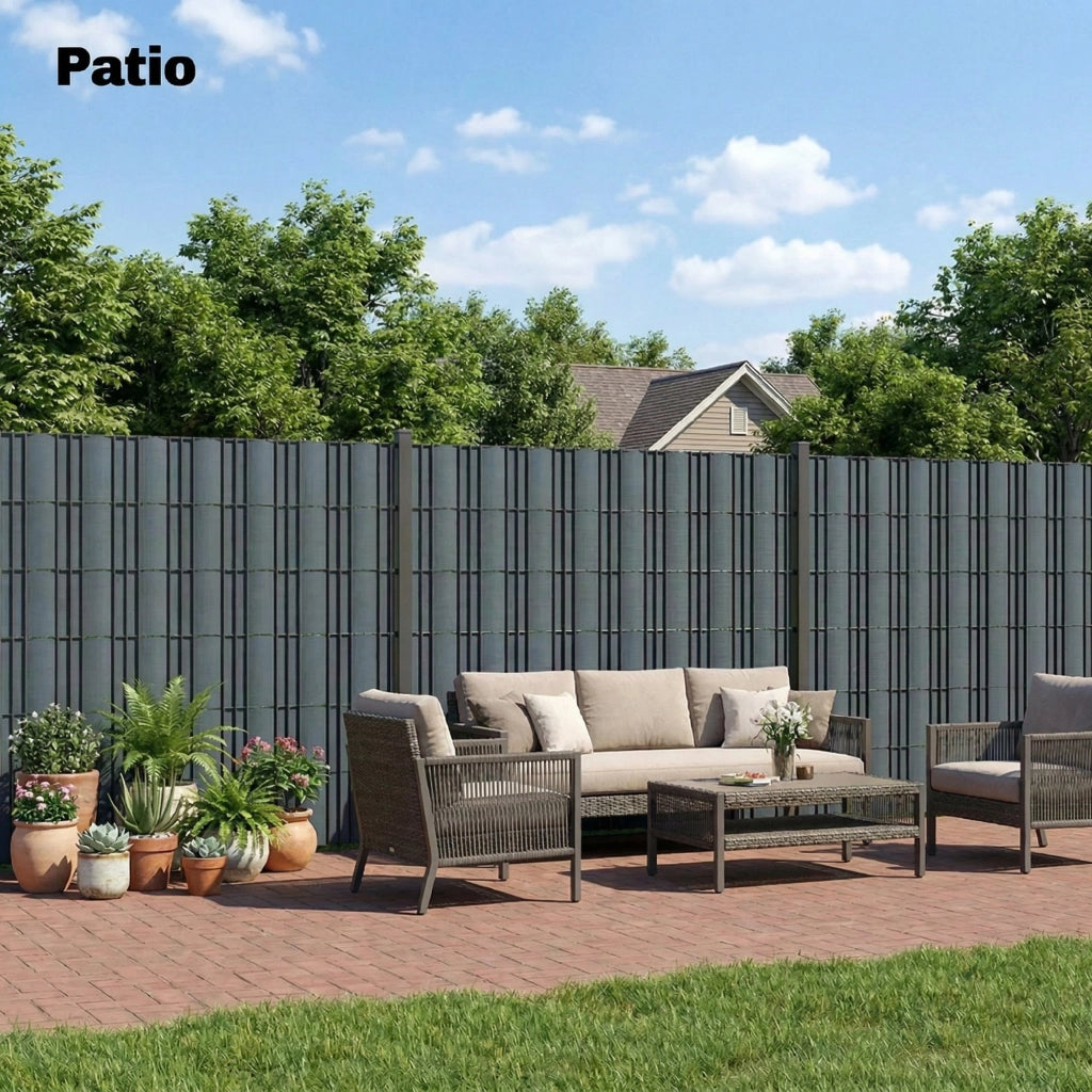 Set 4 Pezzi Frangivista da Giardino 3500x19 cm Anti UV Impermeabile con Fermagli in PP Grigio