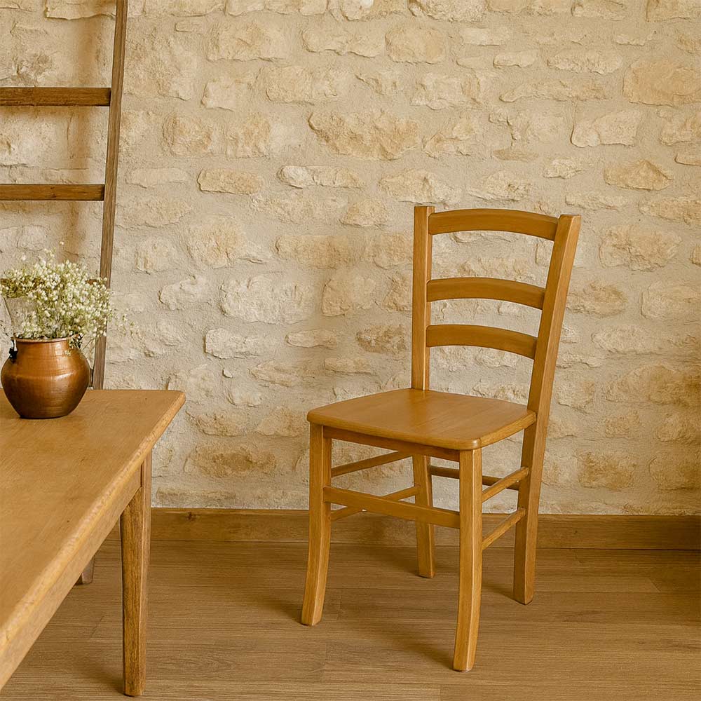 Sedia da sala da pranzo venezia legno noce chiaro con seduta in massello