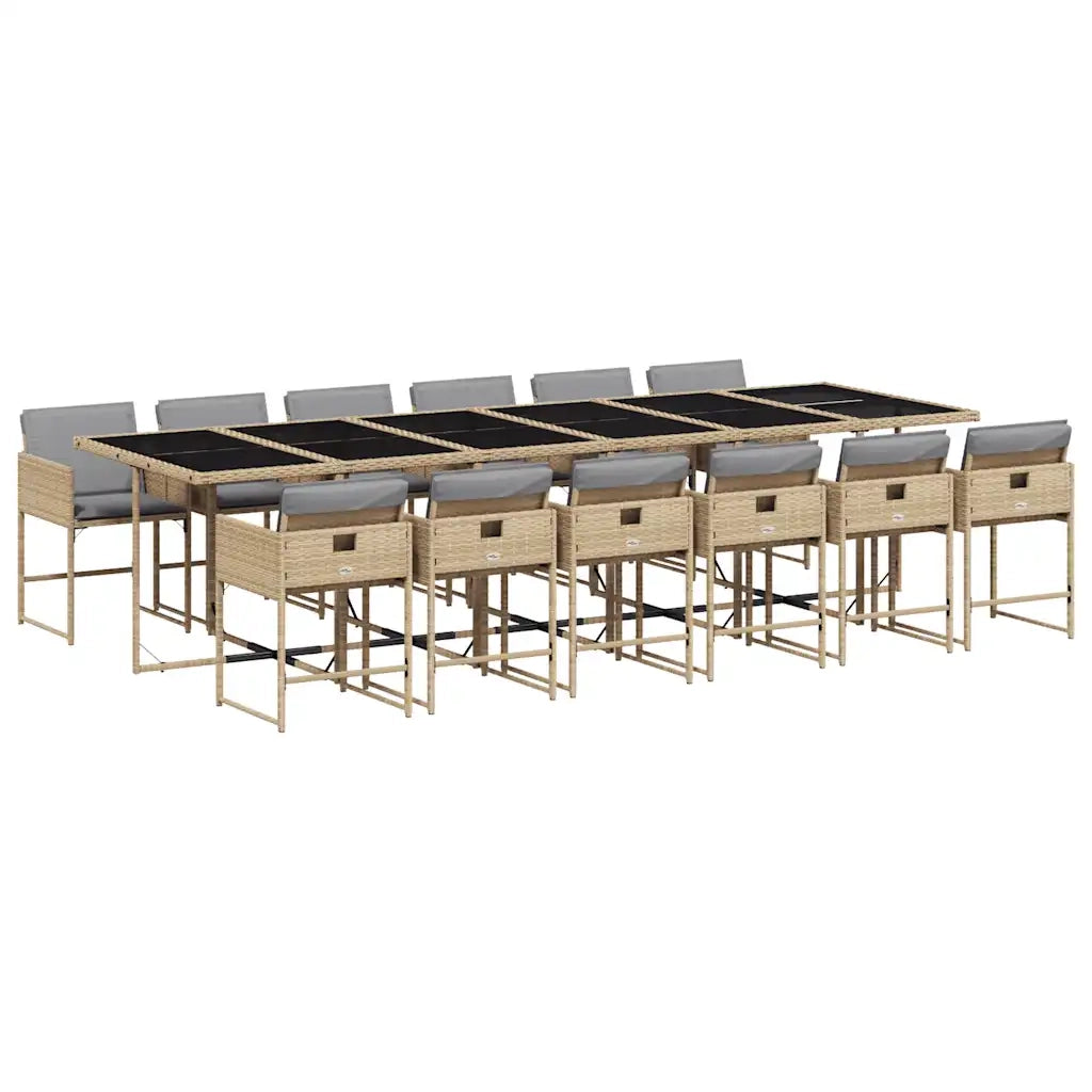 Set Pranzo da Giardino 13 pz con Cuscini Beige Misto Polyrattan 3211308