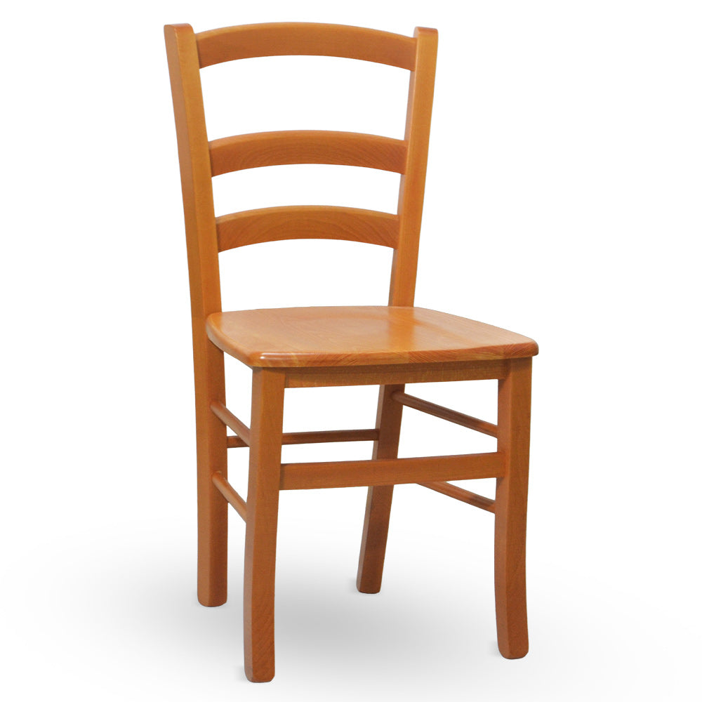 Sedia Venezia in legno di faggio color ciliegio con seduta in legno massello