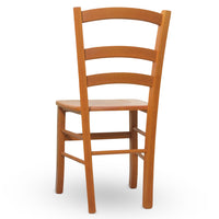 Sedia Venezia in legno di faggio color ciliegio con seduta in legno massello