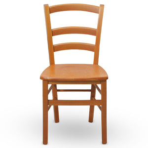 Sedia Venezia in legno di faggio color ciliegio con seduta in legno massello