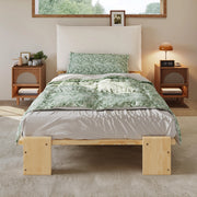 Letto Singolo Imbottito con Testiera ¨C MINIMAL ¨C Pino/Multistrato, 90x200, Naturale