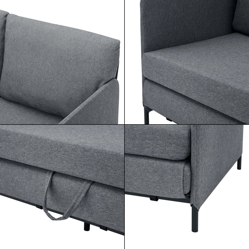 Divano/poltrona trasformabile a 2 posti 78 x 125 x 67 cm grigio scuro 03_0009128
