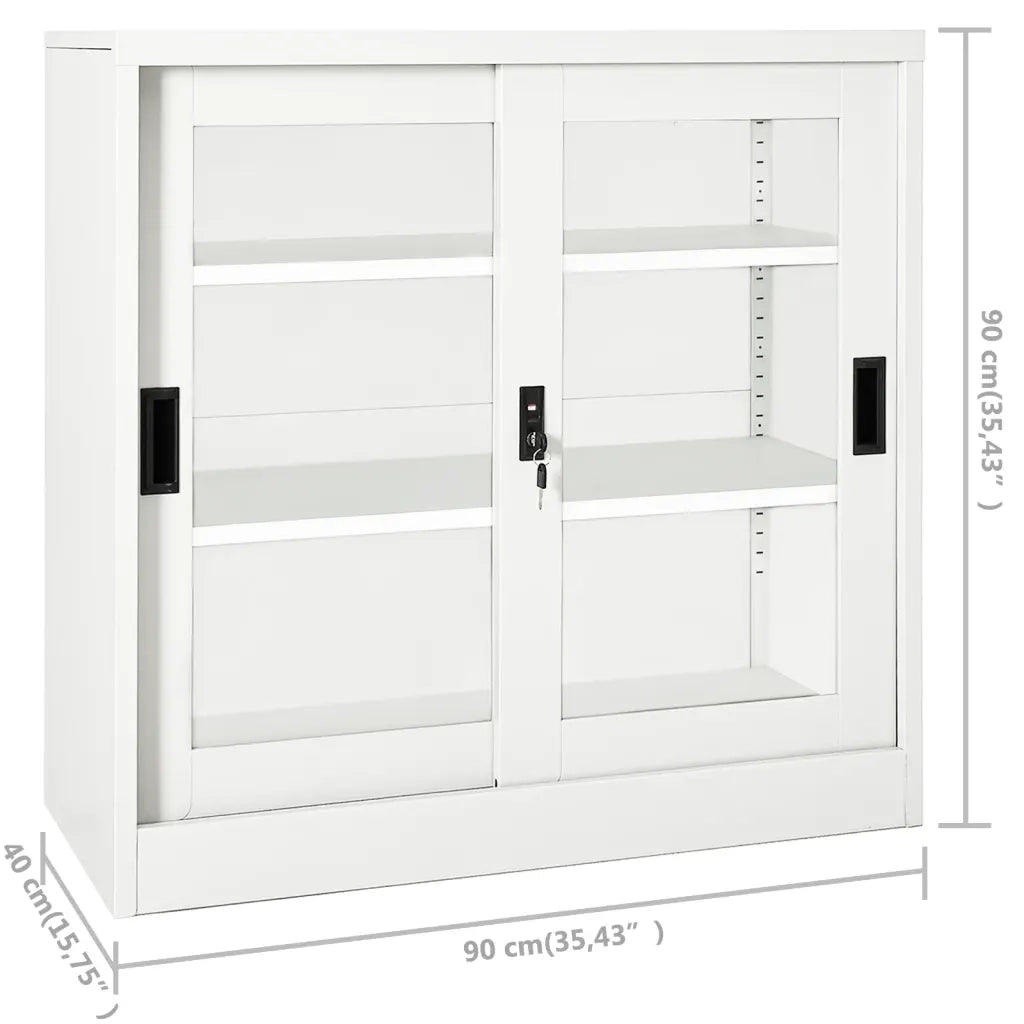 Armadio con Ante Scorrevoli Bianco 90x40x90 cm in Acciaio 335954