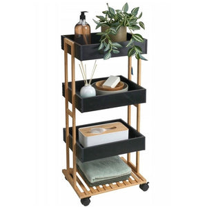 CARRELLO 4 PIANI 40X30XH87,5CM BAMBOO/NERO.