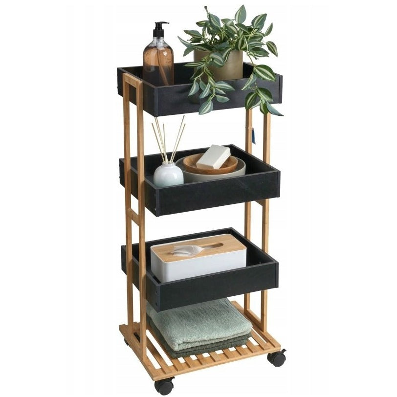CARRELLO 4 PIANI 40X30XH87,5CM BAMBOO/NERO.