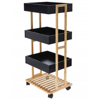 CARRELLO 4 PIANI 40X30XH87,5CM BAMBOO/NERO.