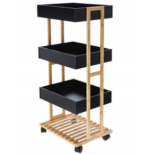 CARRELLO 4 PIANI 40X30XH87,5CM BAMBOO/NERO.