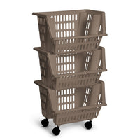 CARRELLO SUNRISE 3 CESTI 38X28XH54CM TORTORA.