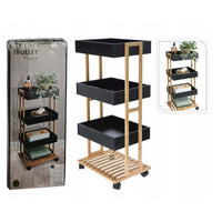CARRELLO 4 PIANI 40X30XH87,5CM BAMBOO/NERO.