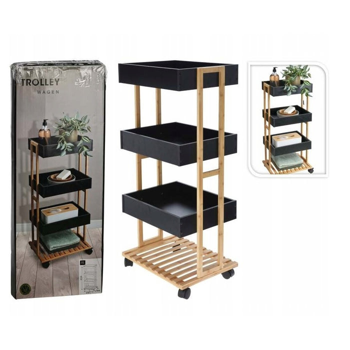 CARRELLO 4 PIANI 40X30XH87,5CM BAMBOO/NERO.