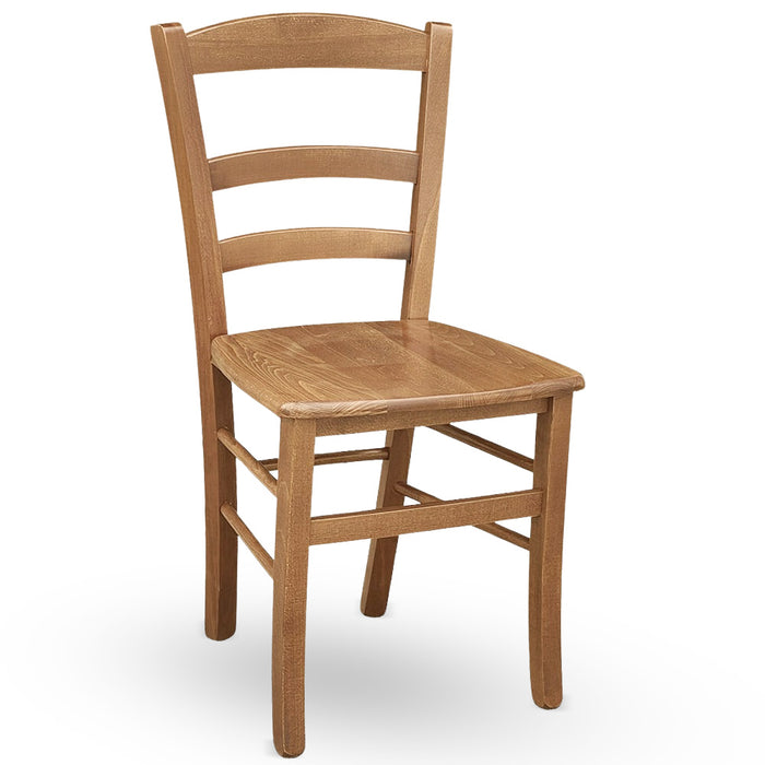 Sedia da sala da pranzo Paesana in legno noce chiaro con seduta in massello