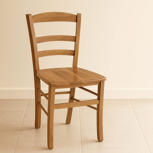 Sedia da sala da pranzo Paesana in legno noce chiaro con seduta in massello