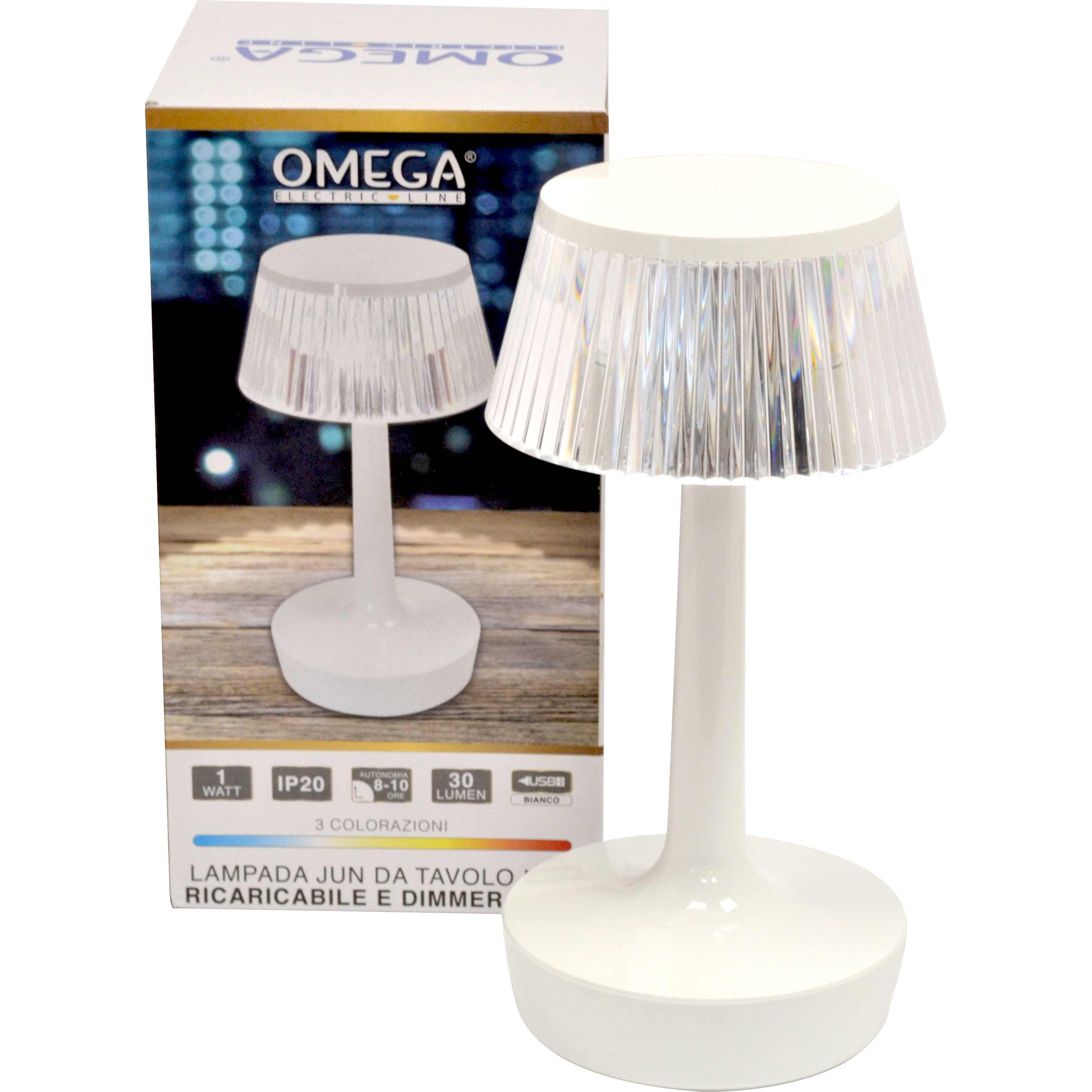 Lampada da Tavolo a LED Ricaricabile JUN | bianca,  tre tonalità di illuminazione