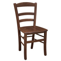 Sedia da sala da pranzo paesana noce scuro con seduta in legno massello