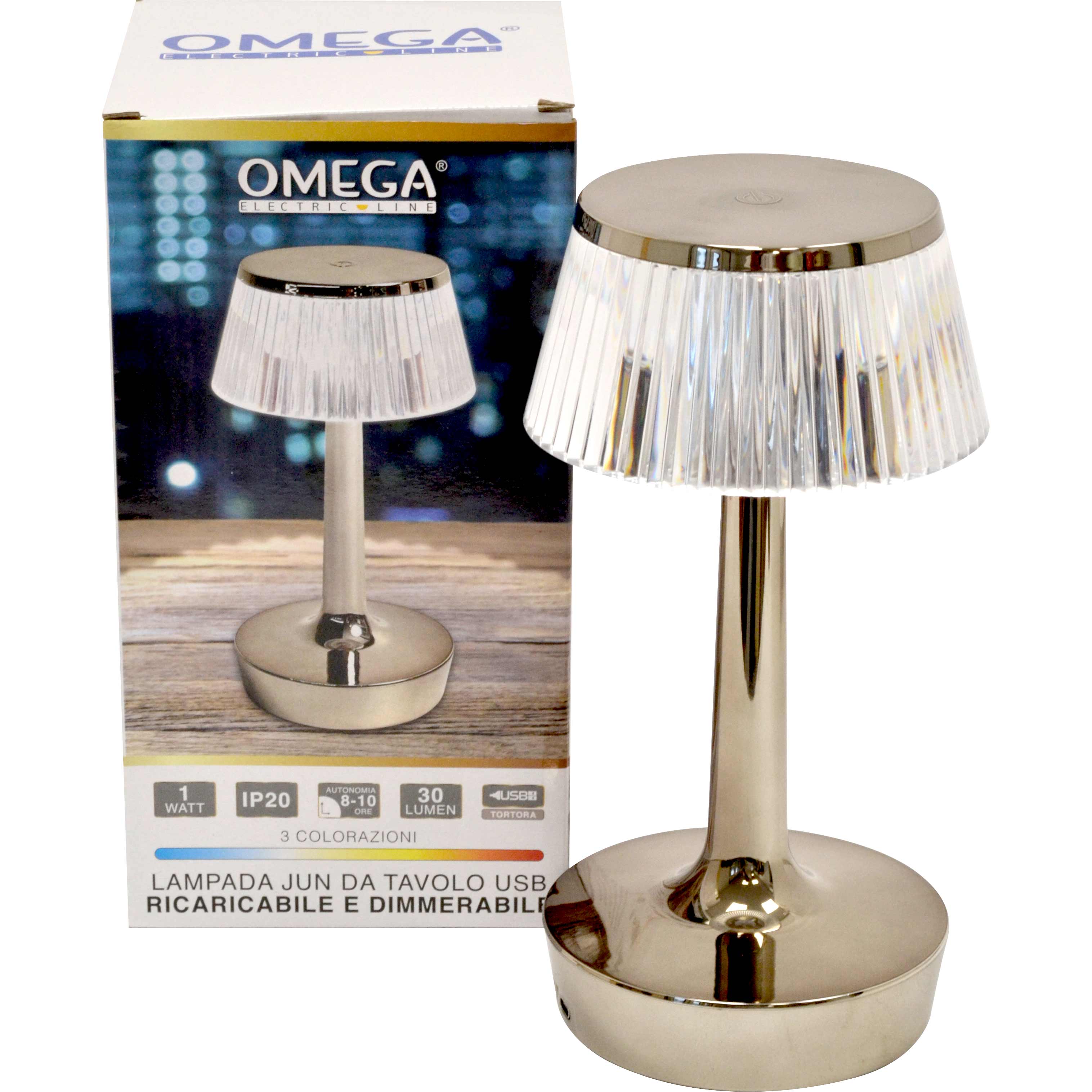 Lampada da Tavolo a LED Ricaricabile JUN | tortora,  tre tonalità di illuminazione