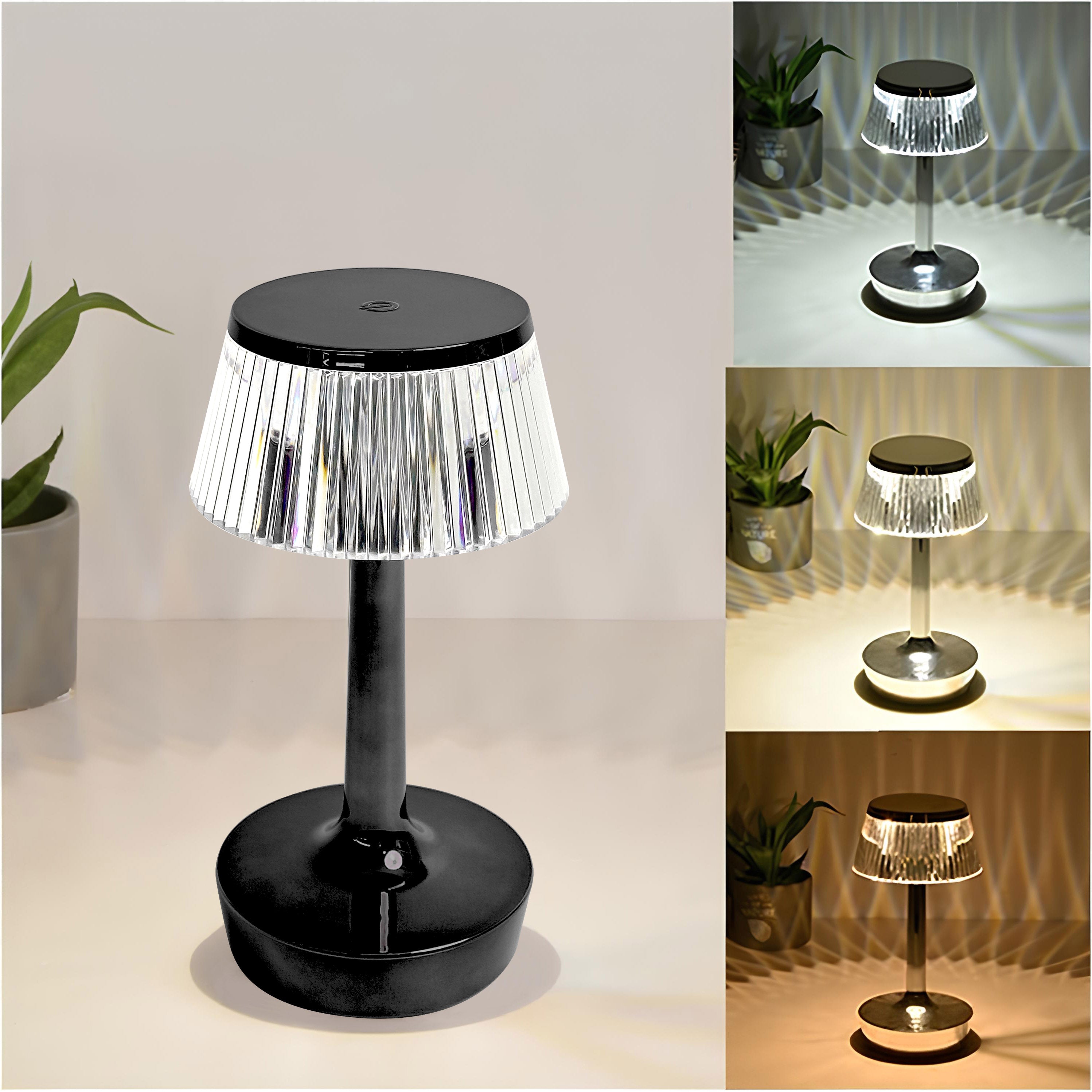 Lampada da Tavolo a LED Ricaricabile JUN | Nera,  tre tonalità di colore