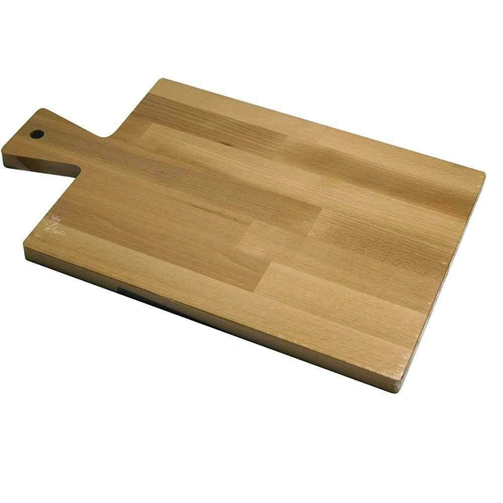 Trade Shop - Tagliere Vassoio Piano Di Lavoro In Legno Di Faggio Con Manico 41x23cm Cucina -