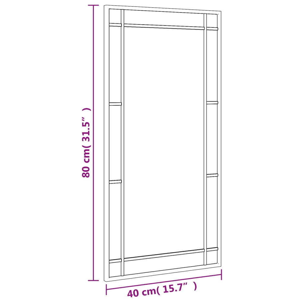 Specchio da Parete Nero 40x80 cm Rettangolare in Ferro 358629
