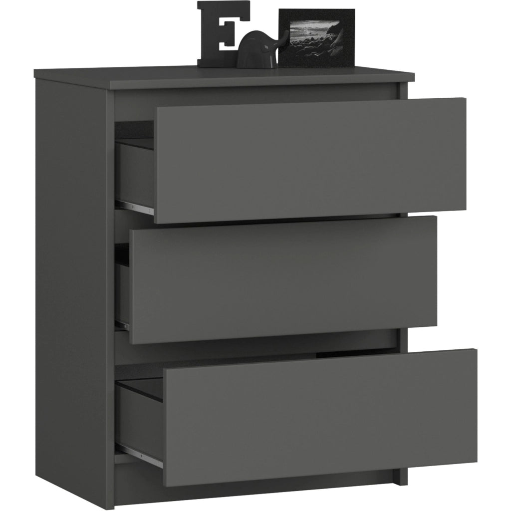 Cassettiera AKORD K60 Cassettiera Grigia Grafite 60 cm 3 cassetti 60x40x77 cm