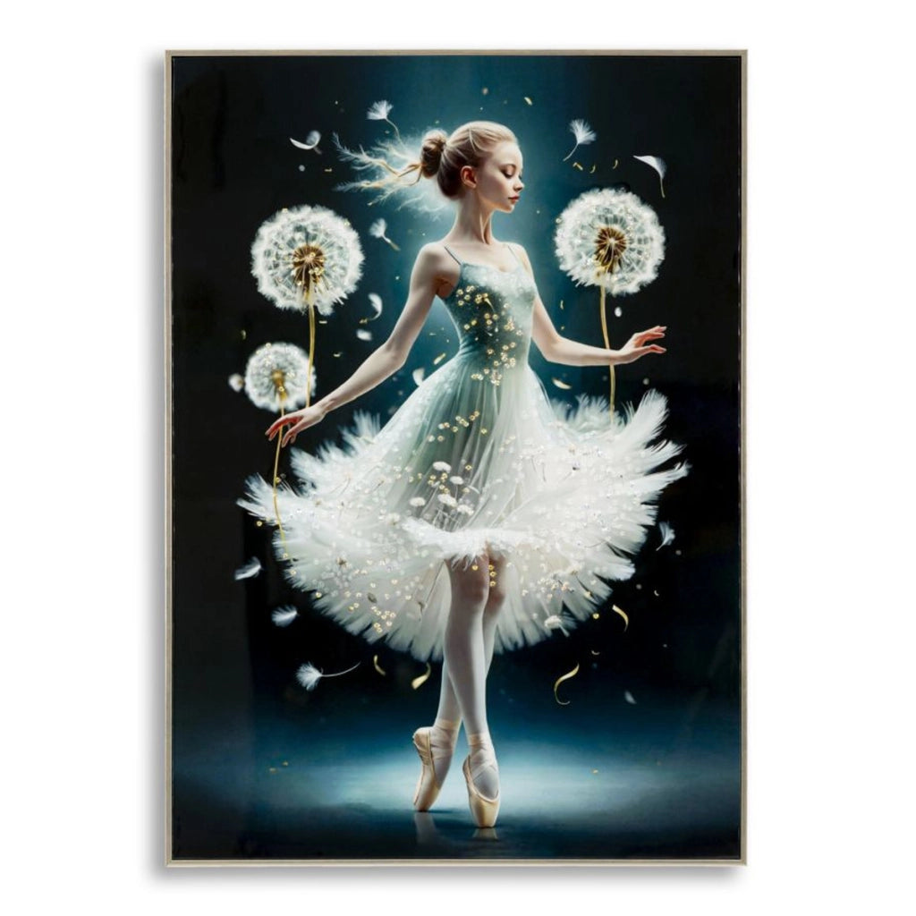 Dipinto su tela Dancing A ballerina con tarassachi, 72x102 cm