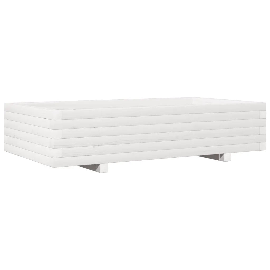 Fioriera da Giardino Bianca 110x60x26, 5cm Massello di Pino 847349