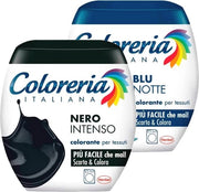 Colorante per la lavatrice - Intenso nero & Blu notturno, formula tutto-in-uno per cotone, lino e viscose