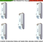 Rilevatore Movimento Balcone Doppia Tecnologia Tenda 5 Pezzi Copertura 6 Metri Frontali Prof. 1,8 MT Via Radio Fr. 868 MHz look down Bidirezionale Codice UNISAT