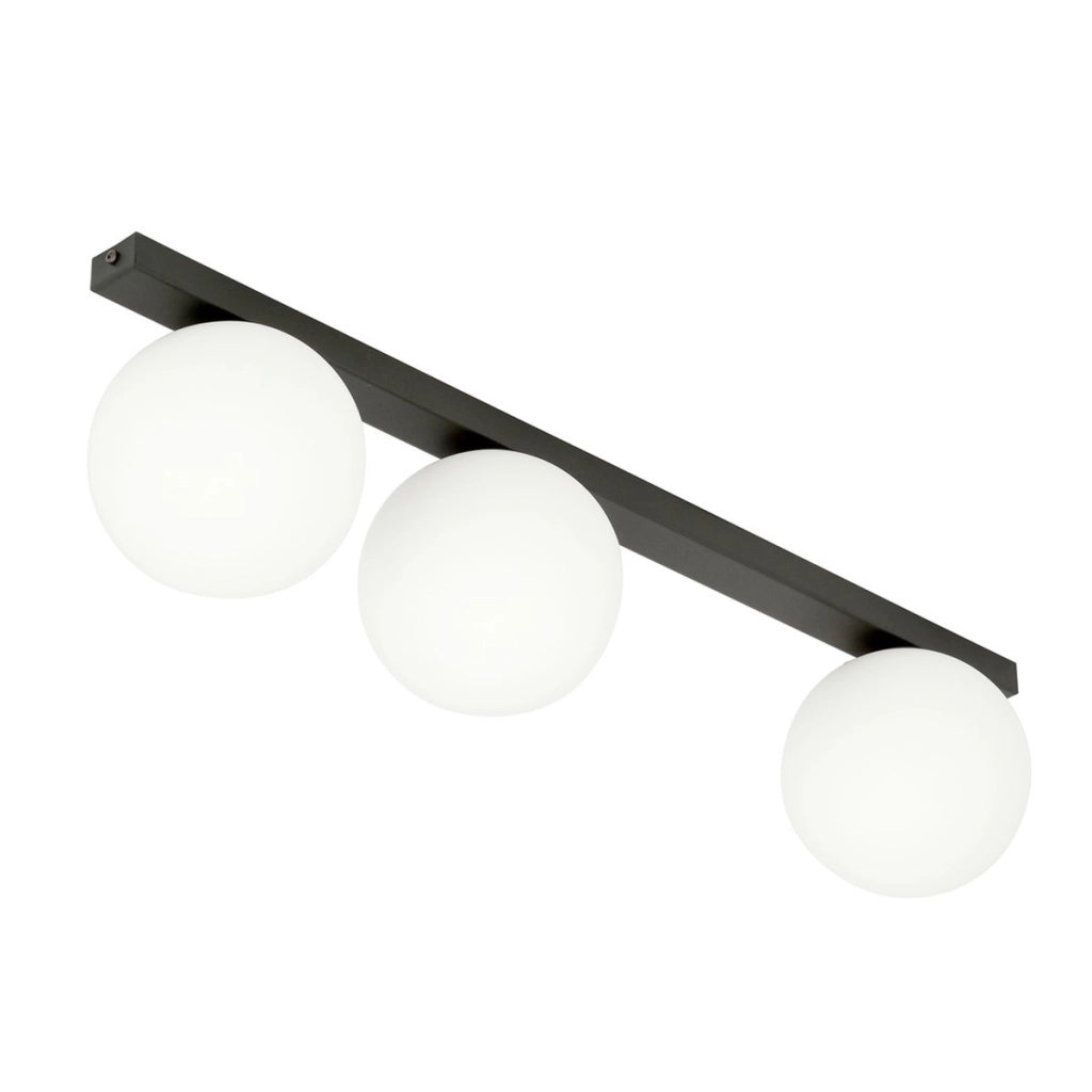 Lampada da soffitto FIT in acciaio nero opaco e vetro opalino
