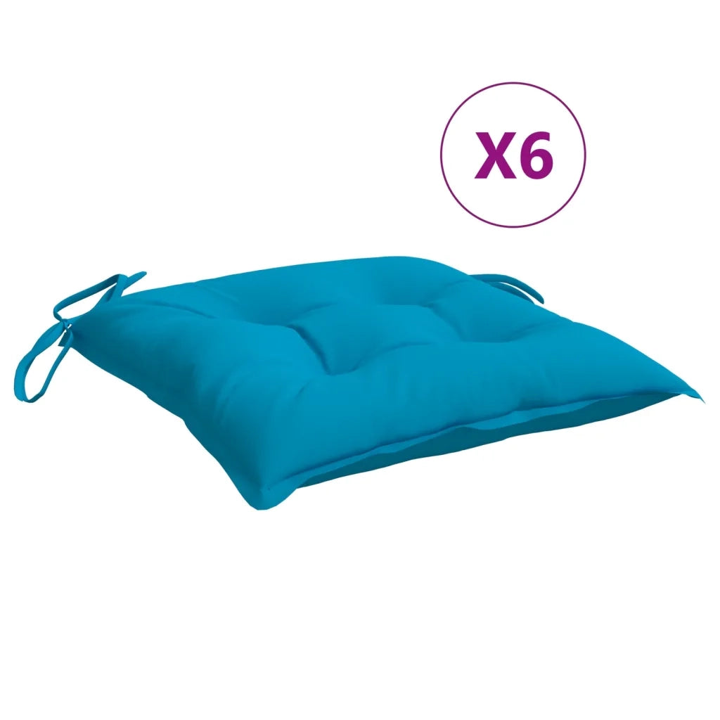 Cuscini per Sedia 6 pz | Cuscini per sedie Azzurro 40x40x7 cm in Tessuto Oxford