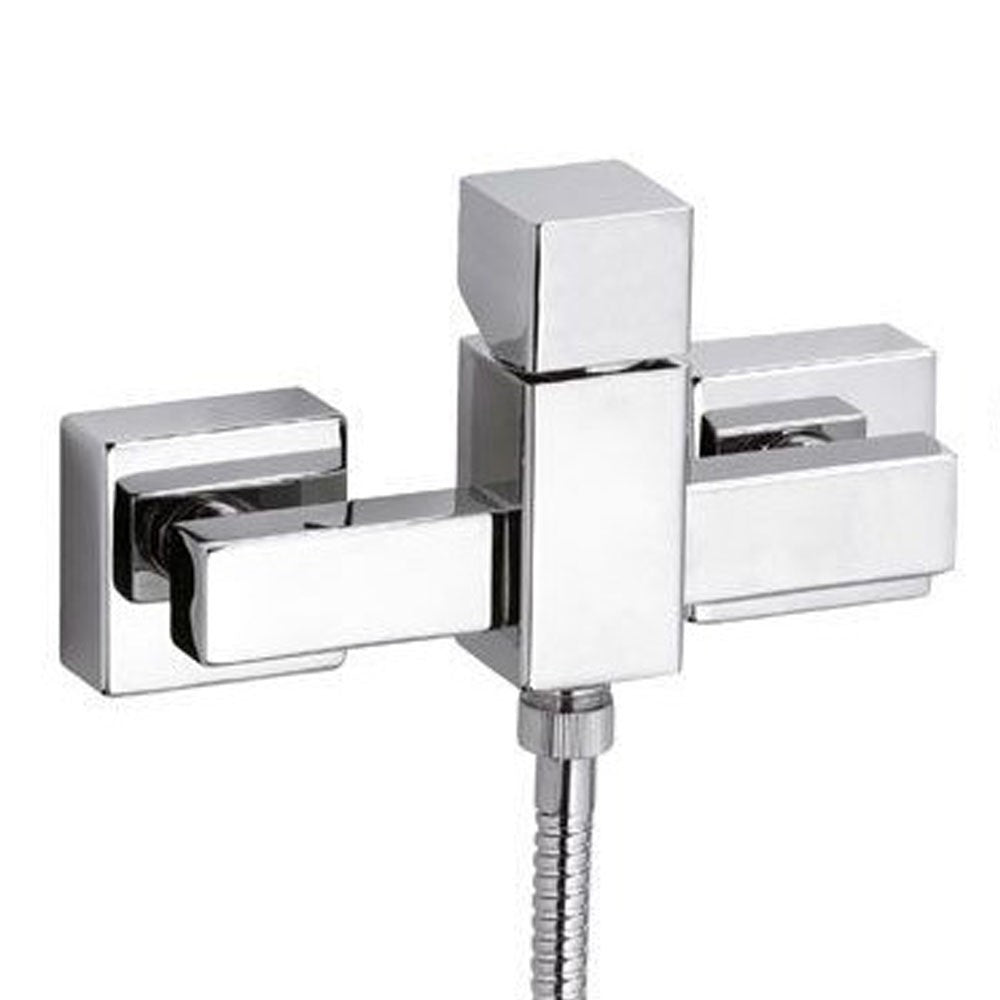 Miscelatore estreno doccia design squadrato, dotato di kit completo doccia. serie cube waterfall di daniel rubinetterie