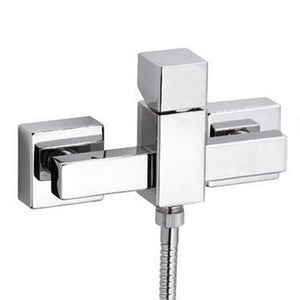 Miscelatore estreno doccia design squadrato, dotato di kit completo doccia. serie cube waterfall di daniel rubinetterie