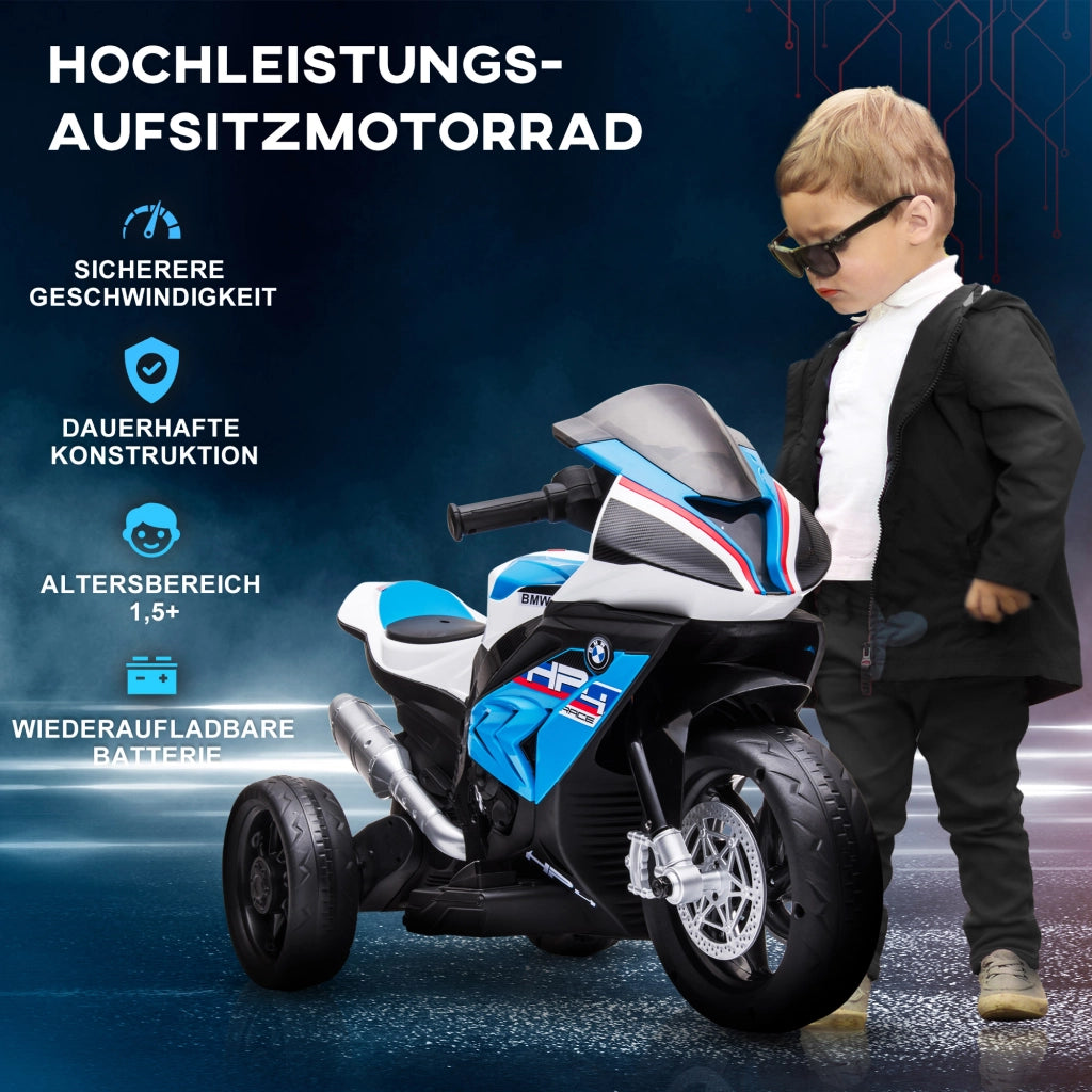 Moto Elettrica per Bambini 1,5-5 Anni ¨C Xylo ¨C Blu con Fari e Musica 82,5x42x54cm