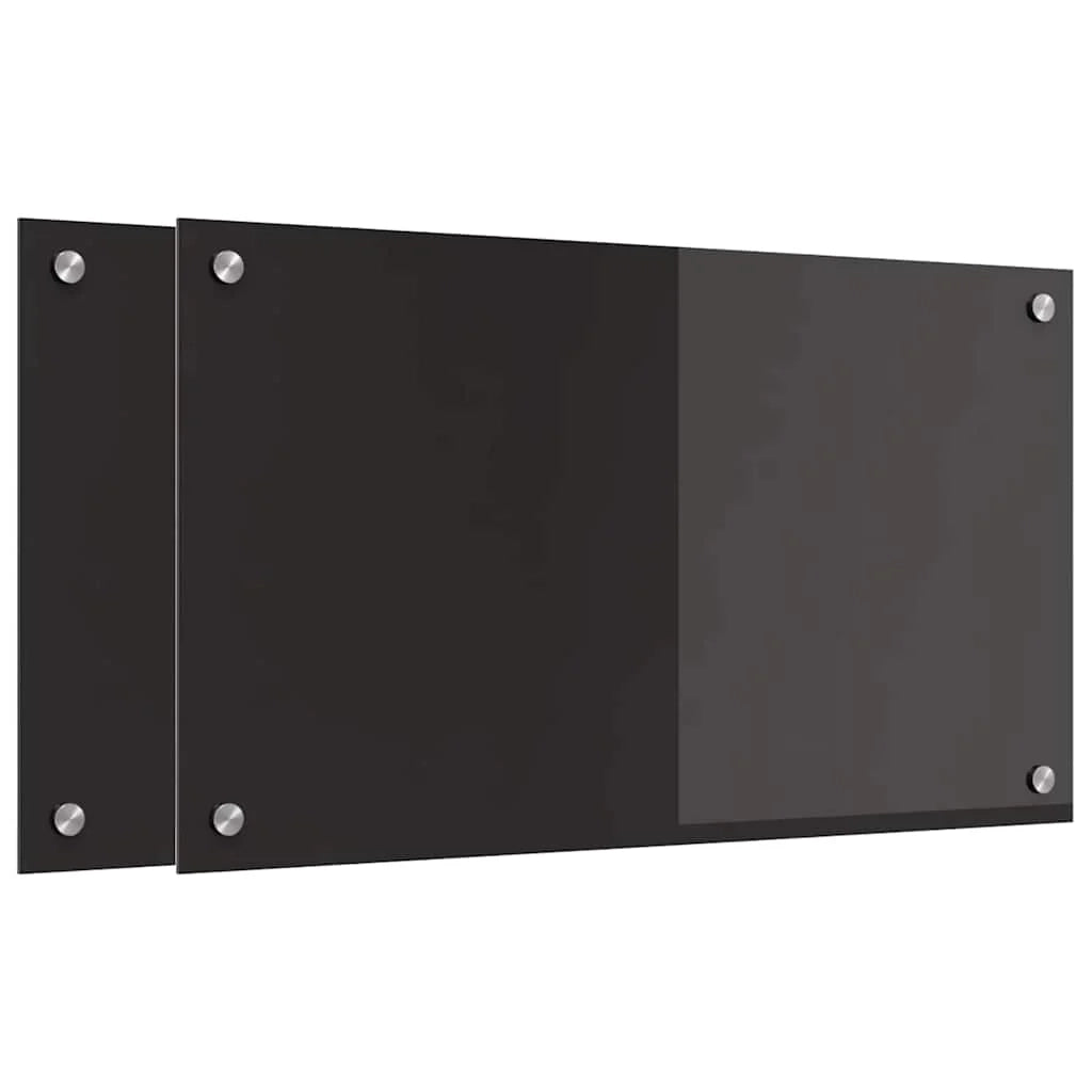 Set di 2 paraschizzi da cucina resistenti al calore 70 x 40 cm design moderno ed elegante in vetro temperato nero 02_0056306