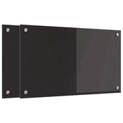 Set di 2 paraschizzi da cucina resistenti al calore 70 x 40 cm design moderno ed elegante in vetro temperato nero 02_0056306