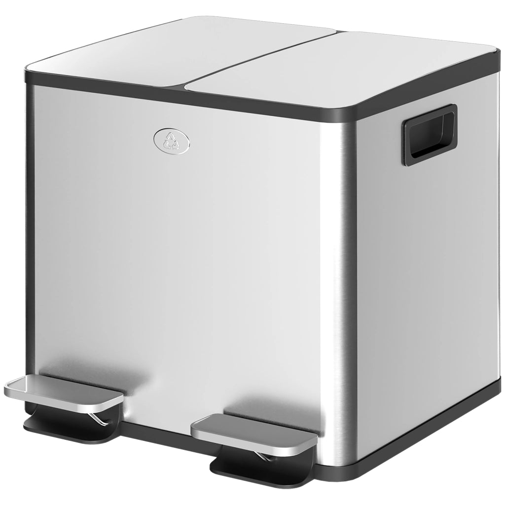 Cestino Acciaio Inox 2x15L Pedale ¨C zephmum ¨C Argento
