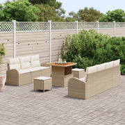 Set di divano da giardino  10 pezzi con cuscini beige polyrattan