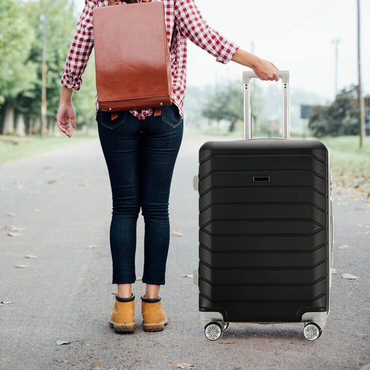 Set 4 Valigie Rigide Trolley e Beauty Case Easy Roll 4 Ruote in ABS Nero